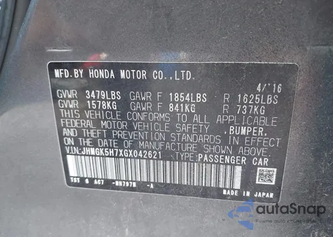 2016 Honda Fit Ex/Exl z USA, uszkodzony, nr VIN JHMGK5H7XGX042621